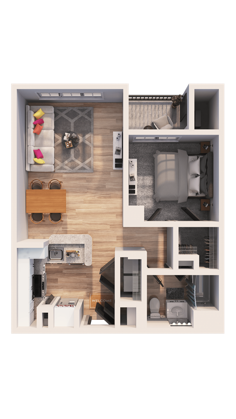 a view of the apartment from above